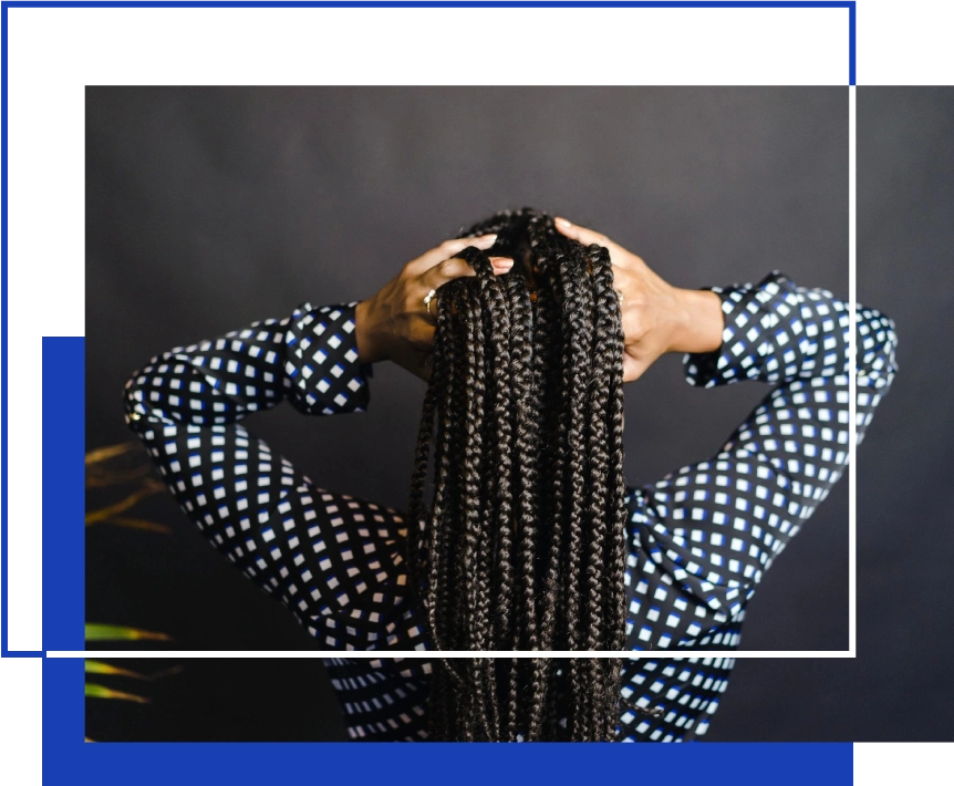 a woman with braided hair